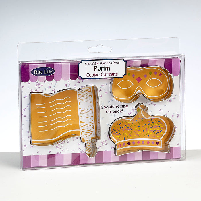 Purim Stainless Steel Cookie Cutters - 3 Shapes
