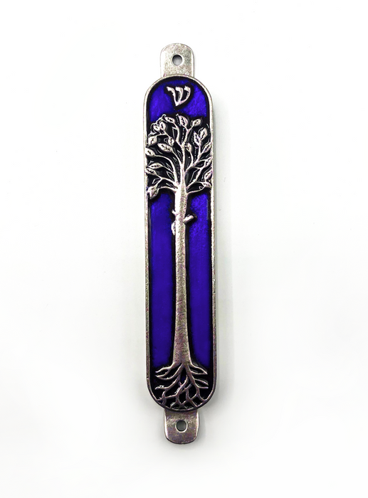 Blue Tree of Life Mezuzah