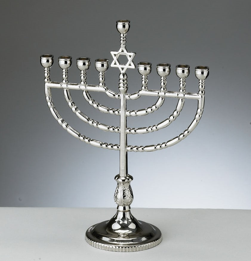Traditional Menorah - Silver tone Finish