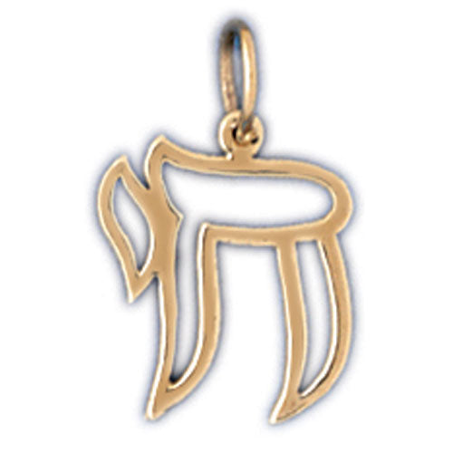 14K Gold Outlined Jewish Chai Charm Jewelry - Mitzvahland.com All your Judaica Needs!