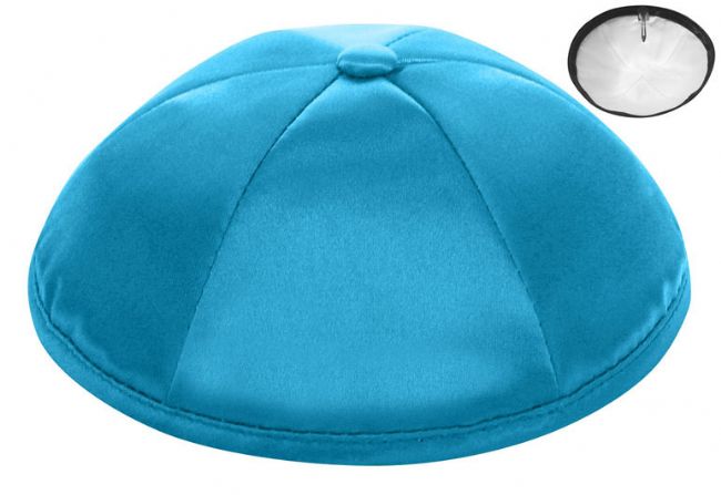 Turquiose Deluxe Satin Kippah - Per Piece