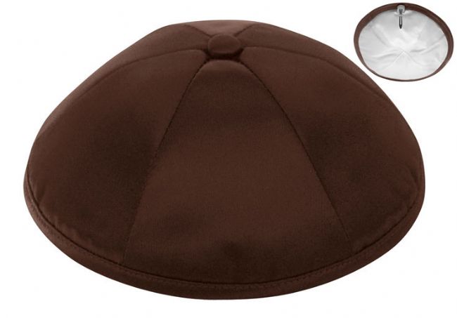 Brown Deluxe Satin Kippah - Per Piece Kippot / Yarmulkes - Mitzvahland.com All your Judaica Needs!