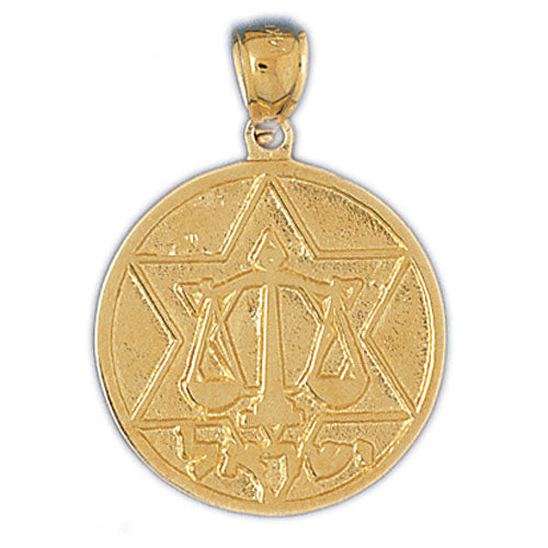 14K GOLD JEWISH MEDAL CHARM - STAR OF DAVID Jewelry - Mitzvahland.com All your Judaica Needs!