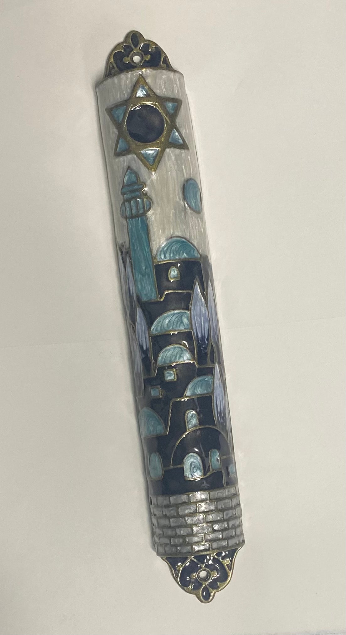 Jerusalem Mezuzah Case with Star of David - Mitzvahland.com