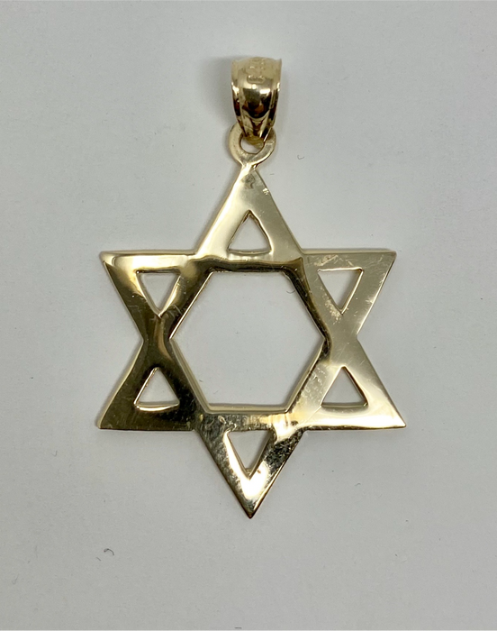 14K Gold Star of David Jewish Star Pendant