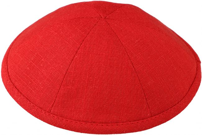 Red Linen Kippah