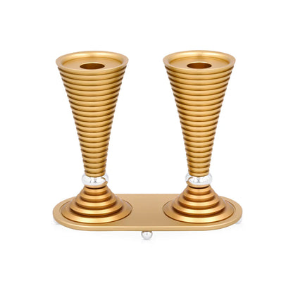 Akilov Round Shabbat Candlesticks - Grooved