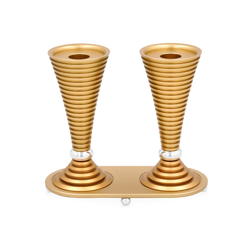 Akilov Round Shabbat Candlesticks - Grooved