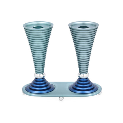 Akilov Round Shabbat Candlesticks - Grooved