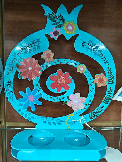 Pomegranate Candle Holders Laser Cut - Hadar Ya - Mitzvahland.com