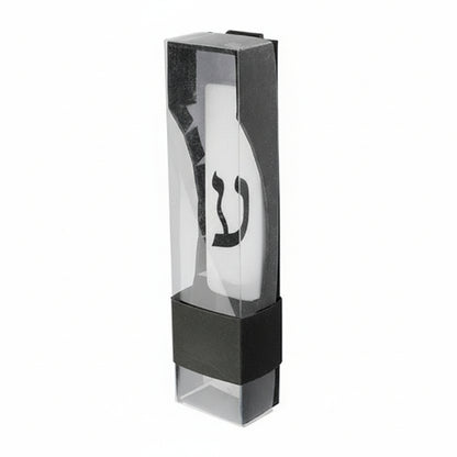 White Mezuzah with Metal SHIN & Golden Stripe - Mitzvahland.com
