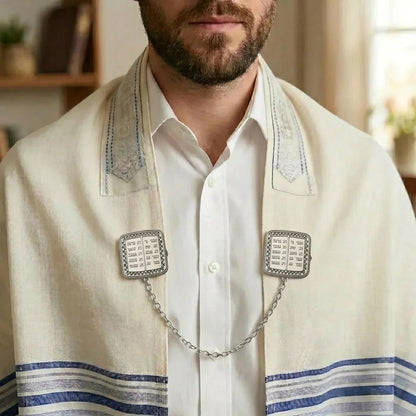 Nickel Tallit Clips ten commandments