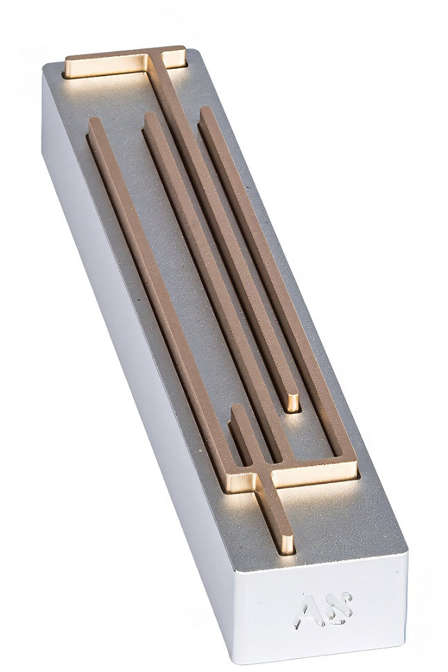 Big Silver and Champagne Shadai Mezuzah by Israel Museum - Mitzvahland.com