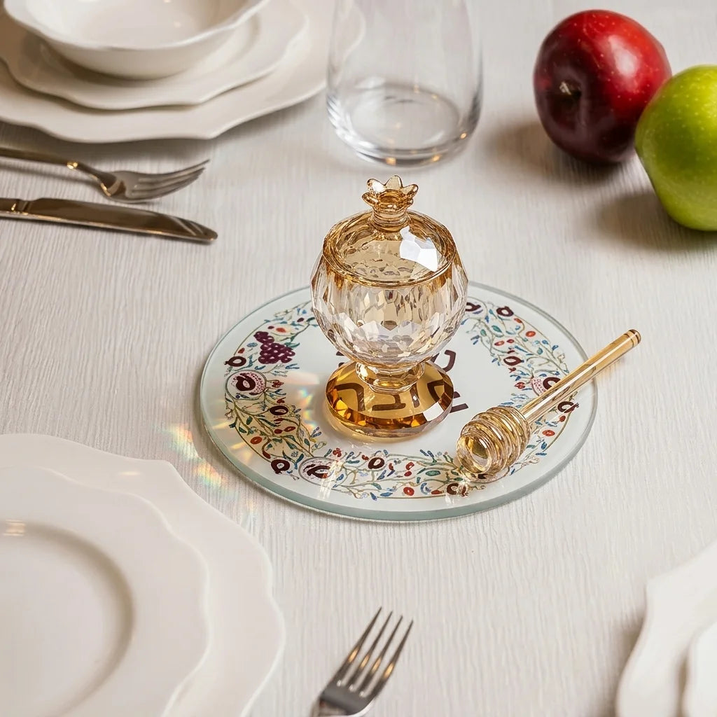 Elegant Crystal Honey Dish 10 cm - Gold