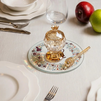 Elegant Crystal Honey Dish 10 cm - Gold