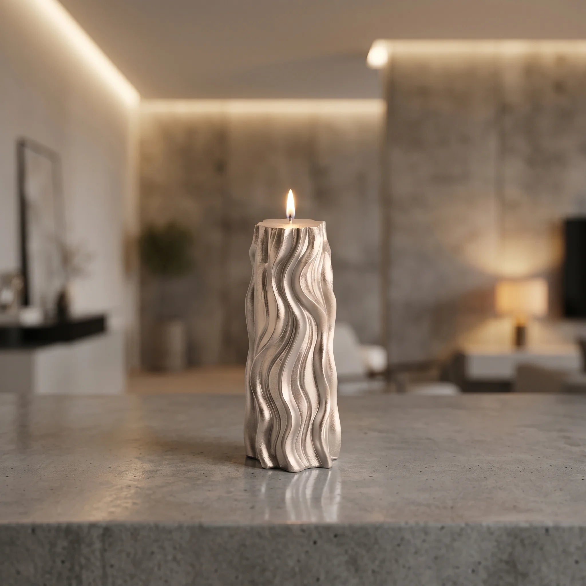 Havdalah Wave Candle in Silver
