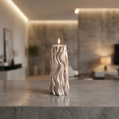 Havdalah Wave Candle in Silver