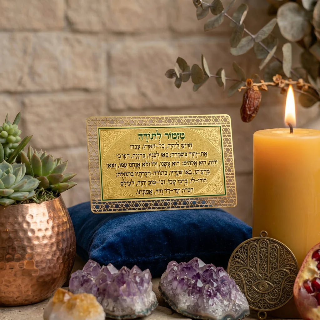 Prayer Card - Golden Amulet With "shiviti" Inscription - Mitzvahland.com