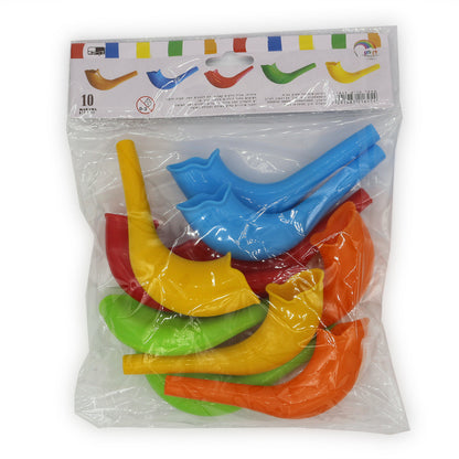 Colorful Plastic bag of Toy Shofars - Mitzvahland.com