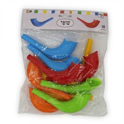 Colorful Plastic bag of Toy Shofars - Mitzvahland.com