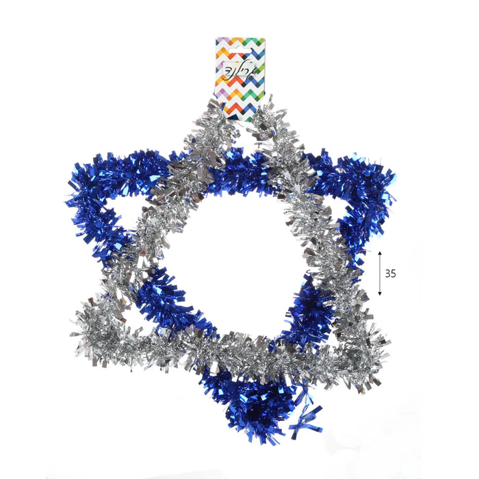 Blue and Silver  Magen David Stars Foil Hanging