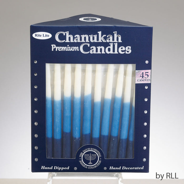 Premium Chanukah Candles - Blue, Light Blue & White