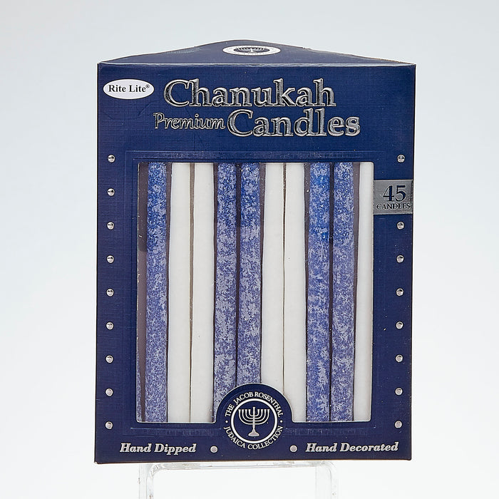 Premium Chanukah Candles - Frosted Blue and White
