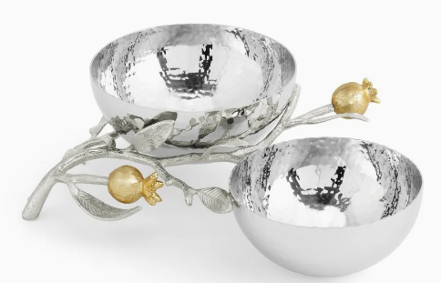 Pomegranate Silver & Gold Double Bowl
