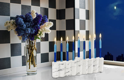 Chanukah Candles - Blue 2 Tone Honeycomb Beeswax