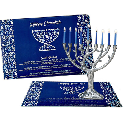"Chanukah Mosaic" Tempered Glass Menorah Drip Tray