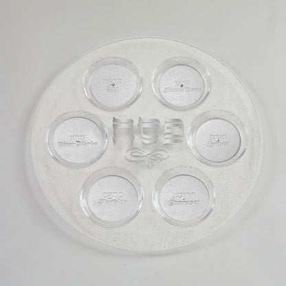 Clear Plastic Seder Plate With Glitter