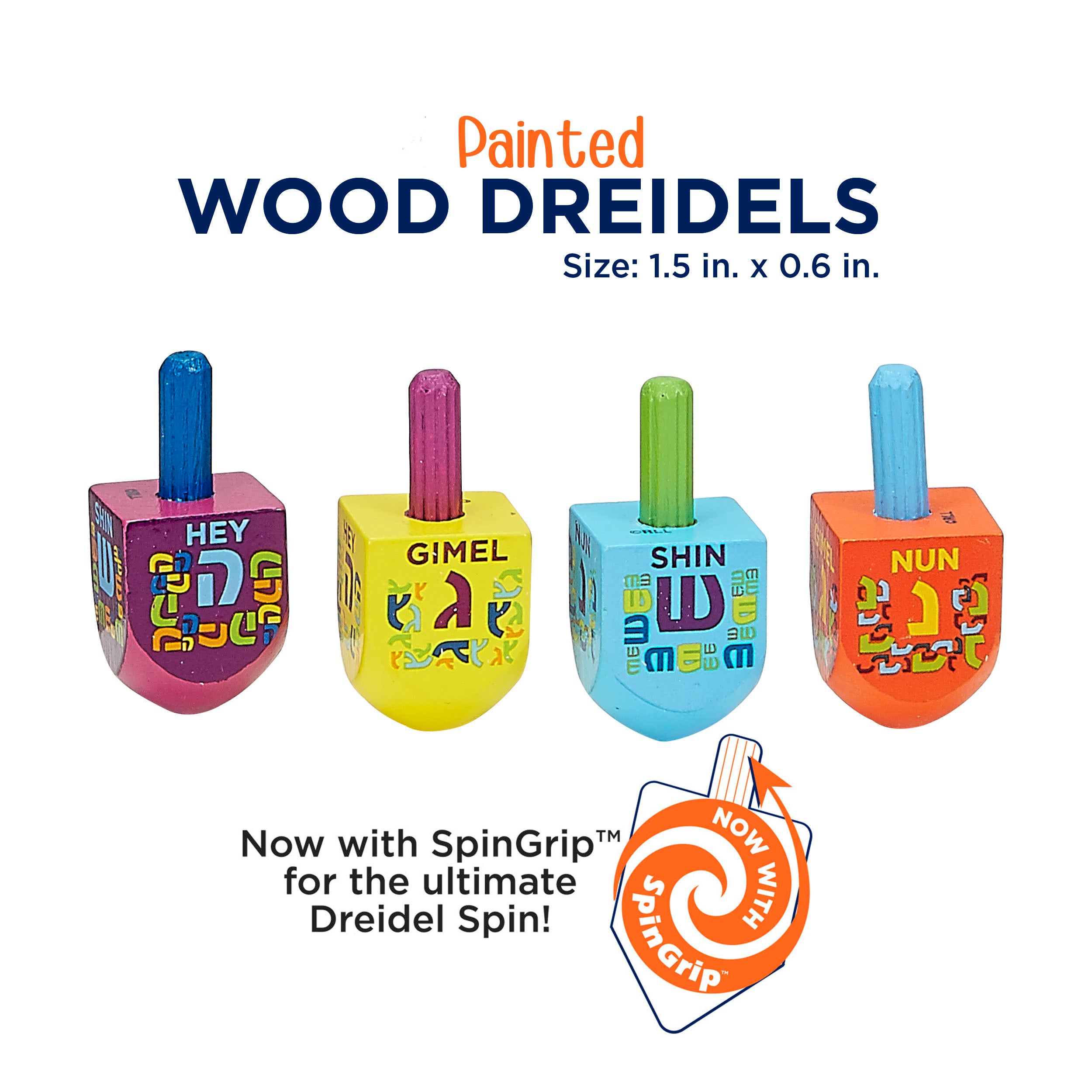 colorfull Dreidel - 4 Small Painted Wood Dreidels - "The Dreidel Game"