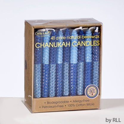 Chanukah Candles - Blue 2 Tone Honeycomb Beeswax