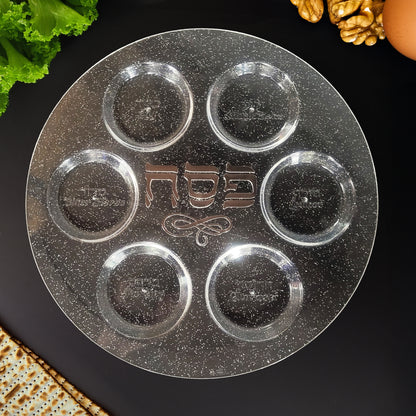 Clear Plastic Seder Plate With Glitter