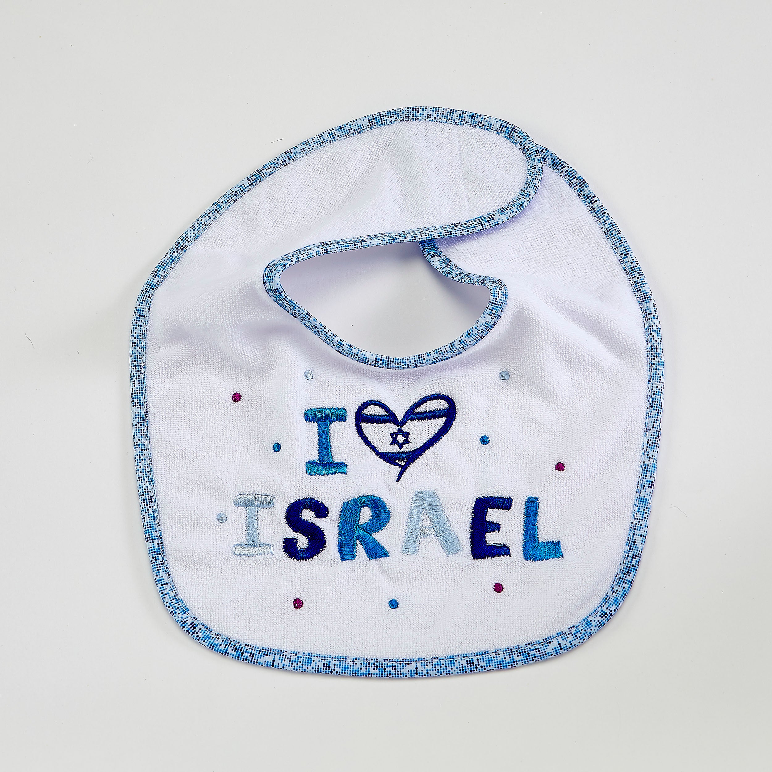 "I Love Israel" Embroidered Bib - Mitzvahland.com