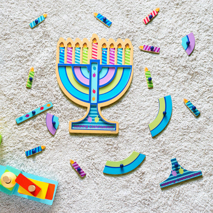 Menorah Shaped Wood Puzzle