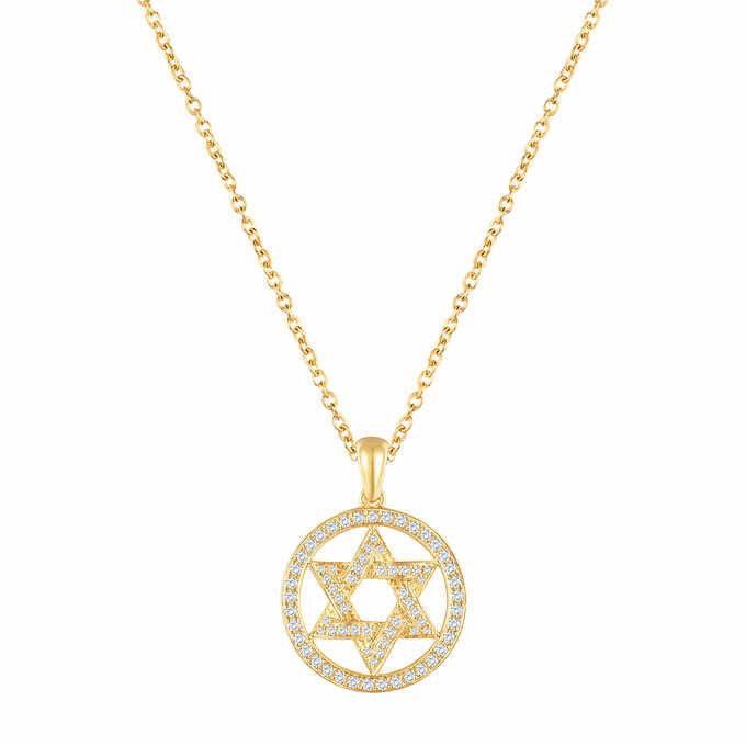 Star of David Pendant - 14kt Gold - I Color Diamond, Round Brilliant 0.25 ctw VS2 Clarity