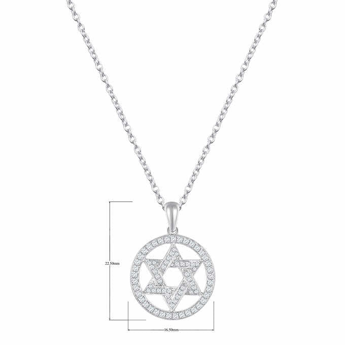 Star of David Pendant - 14kt Gold - I Color Diamond, Round Brilliant 0.25 ctw VS2 Clarity