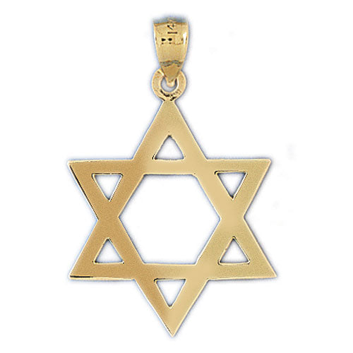 Deluxe 14K Gold Star of David Pendant Necklace, Jewish Jewelry