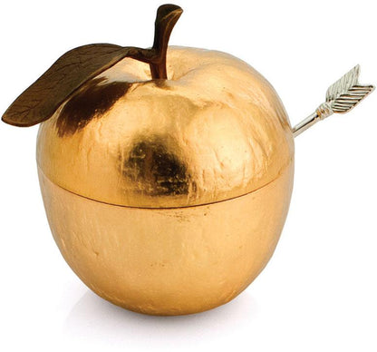 Gold-tone Honey Dish with Spoon - Mitzvahland.com