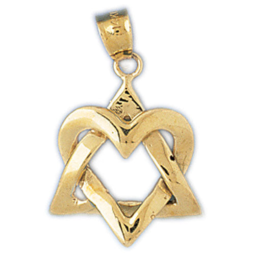 14K Gold Star of David Jewish Star Heart Pendant Jewelry - Mitzvahland.com All your Judaica Needs!