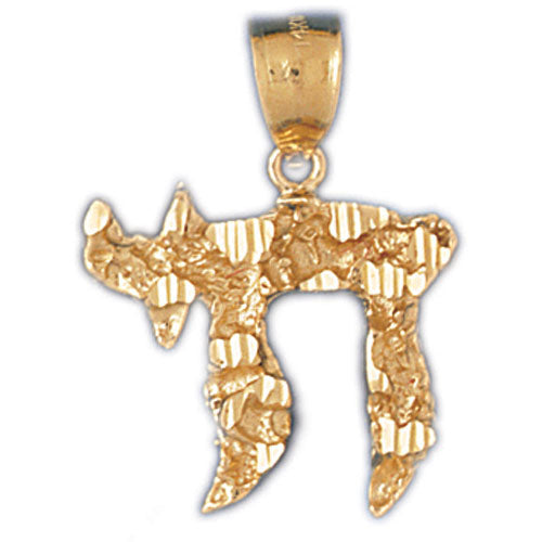 14K Gold Jewish Chai Nugget Pendant Jewelry - Mitzvahland.com All your Judaica Needs!
