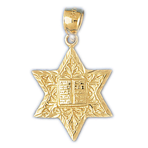 14K Gold Jewish Star of David w/Bible Charm Jewelry - Mitzvahland.com All your Judaica Needs!
