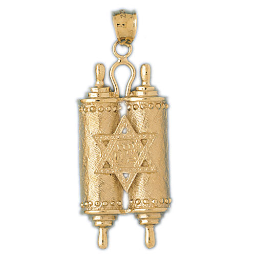 14K Gold Torah w/  Star Of David Pendant Jewelry - Mitzvahland.com All your Judaica Needs!