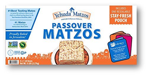 Yehuda Passover Matzos, 5 - 1 lb Packages with one Resealable Stay-Fresh Pouch - 2023