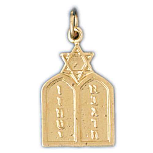 14K Gold Ten Commandment Charm Jewelry - Mitzvahland.com All your Judaica Needs!