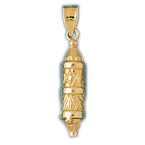 14K Gold 3D Mezuzah w/Star Of David Charm Jewelry - Mitzvahland.com All your Judaica Needs!
