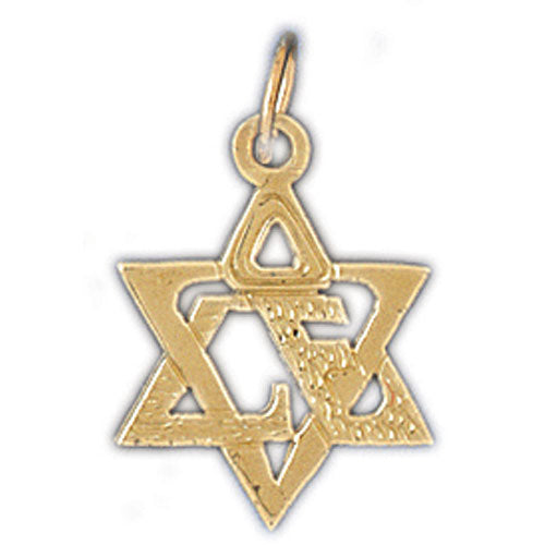 14K Gold Star of David w/Love Charm Jewelry - Mitzvahland.com All your Judaica Needs!