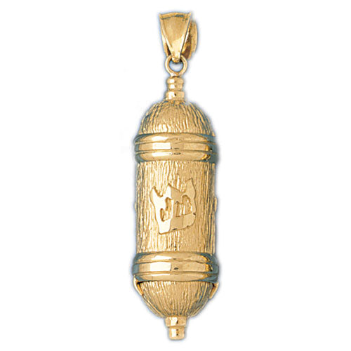 14K Gold 3D Jewish Mezuzah Pendant Jewelry - Mitzvahland.com All your Judaica Needs!