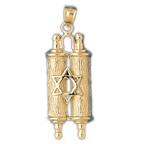 14K Gold Torah w/Star Of David Pendant Jewelry - Mitzvahland.com All your Judaica Needs!